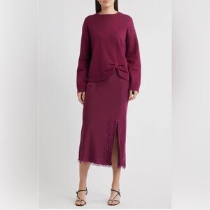 45. Zoe and Clair Side Knot Sweater and satin dress set